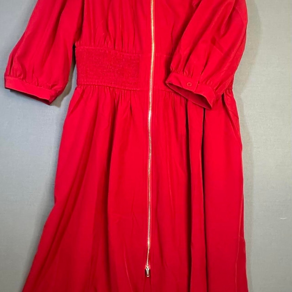 Grace Karin red maxi dress with gold double zipper and pockets. Size XL